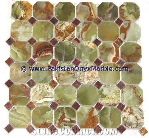 Professional Factory Made Multi Green Onyx Mosaic Tiles Collections