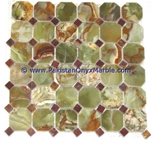 Professional Factory Made Multi Green Onyx Mosaic Tiles Collections