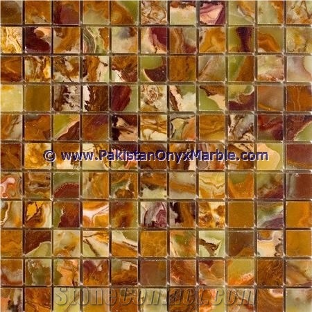 Professional Factory Made Multi Green Onyx Mosaic Tiles Collections