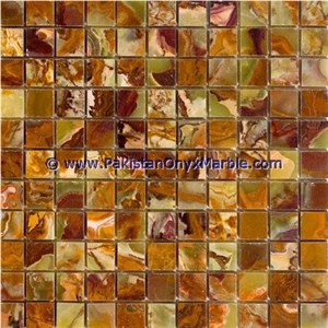 Professional Factory Made Multi Green Onyx Mosaic Tiles Collections