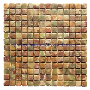 Professional Factory Made Multi Green Onyx Mosaic Tiles Collections