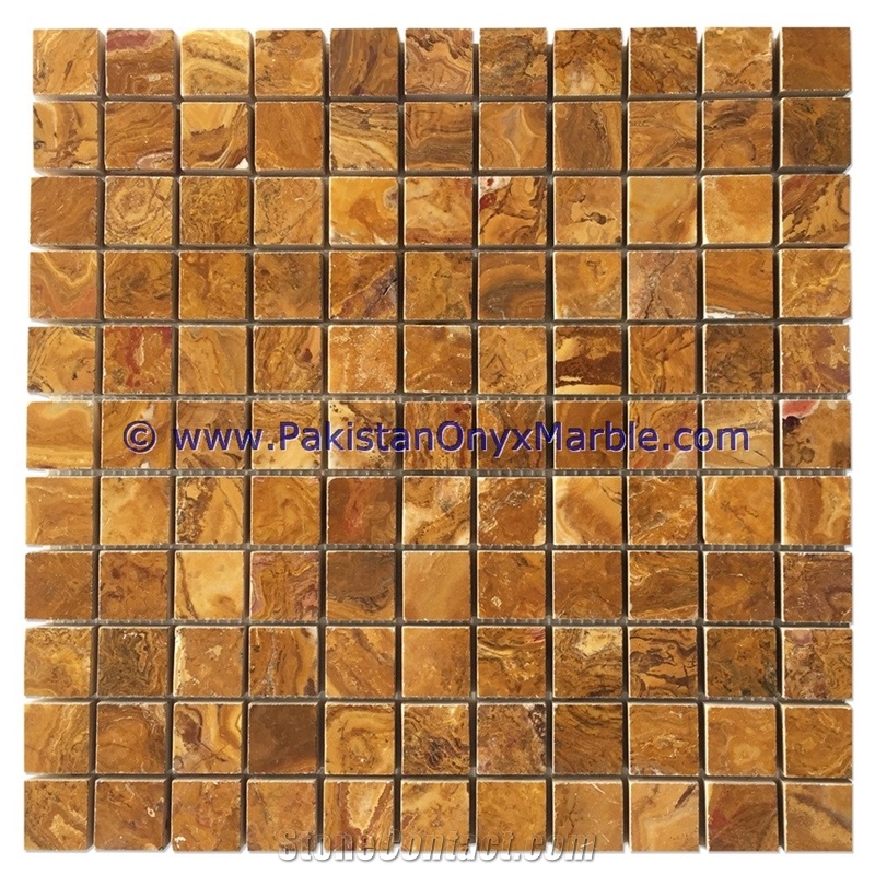 Stylish Brown Golden Onyx Mosaic Tiles Collections