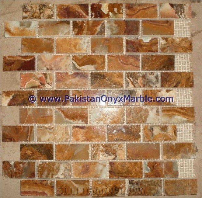 Stylish Brown Golden Onyx Mosaic Tiles Collections