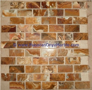 Stylish Brown Golden Onyx Mosaic Tiles Collections