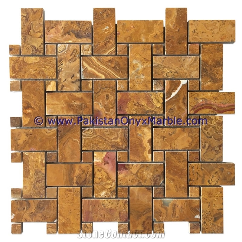Unique Design Brown Golden Onyx Mosaic Tiles Collections