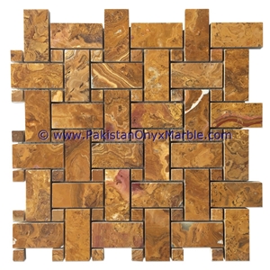 Unique Design Brown Golden Onyx Mosaic Tiles Collections