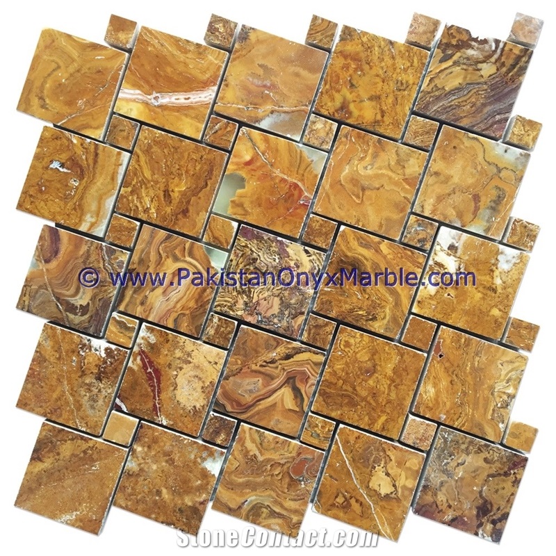 Unique Design Brown Golden Onyx Mosaic Tiles Collections
