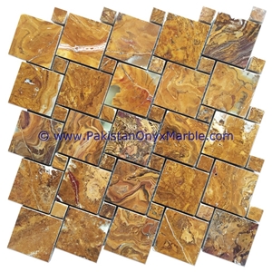 Unique Design Brown Golden Onyx Mosaic Tiles Collections
