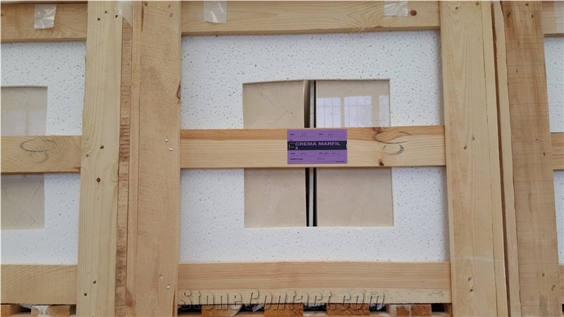 Crema Marfil Standard Polished Slabs, Tiles