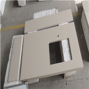 Monotone Yellow Quartz Slab Ot 0403 for Kitchen and Vanity