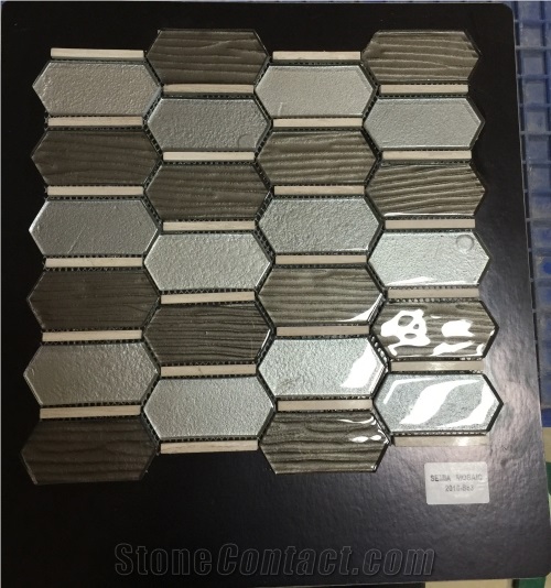 Decorative Floor and Wall Tiles Crystal Glass Mix Stone Mosaic Bathroom Tiles Glass Mosaics