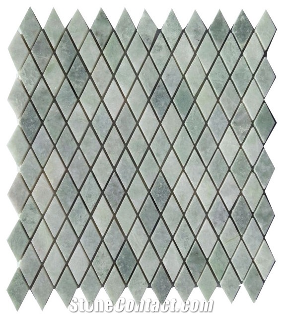 Diamond Design Green Marble Mosaic Tiles for Bathroom Wall