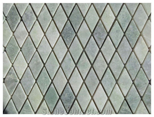 Diamond Design Green Marble Mosaic Tiles for Bathroom Wall