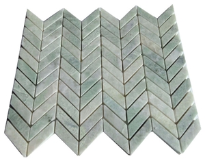 Green Stone Tile Herringbone Mosaic Ming Green Natural Marble Tiles