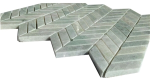 Green Stone Tile Herringbone Mosaic Ming Green Natural Marble Tiles