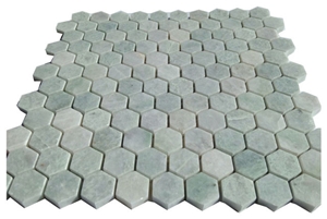 Green Stone Tile Marble Mosaic Hexagonal Shape 1" Tiles Green Stone Tile Marble Mosaic Hexagonal Shape 1" Tiles