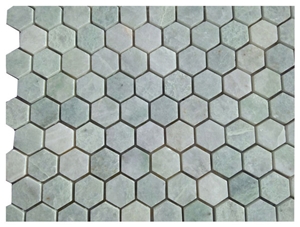 Green Stone Tile Marble Mosaic Hexagonal Shape 1" Tiles