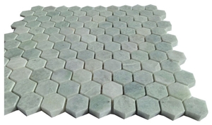 Green Stone Tile Marble Mosaic Hexagonal Shape 1" Tiles