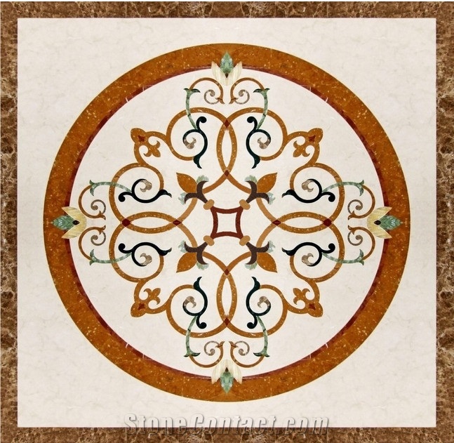 Square Marble Medallions Tiles Waterjet Medallions for Lobby