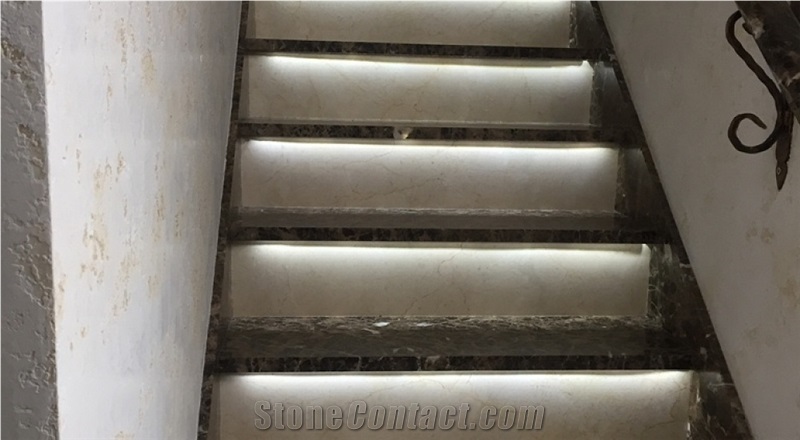 Marron Emperador Steps, Crema Marfil Beige Marble Risers