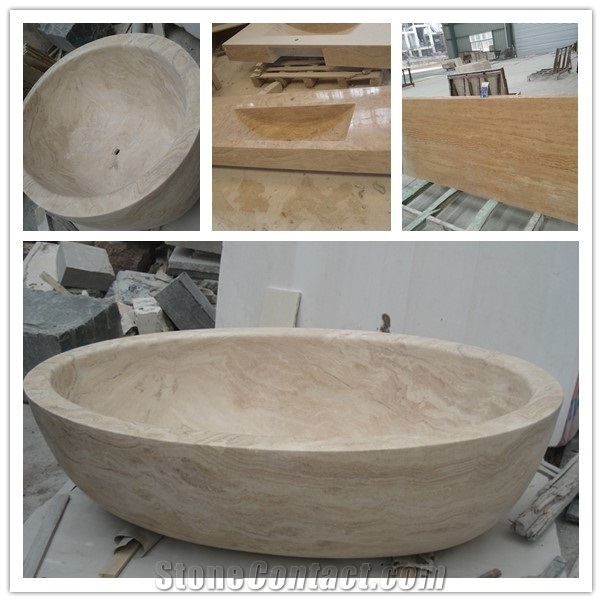 Honed Travertine Bathtub, Travertino Bathtub