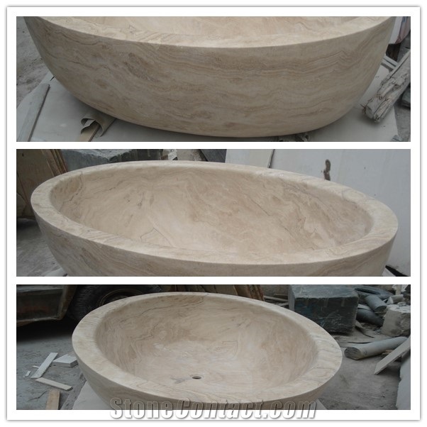 Honed Travertine Bathtub, Travertino Bathtub