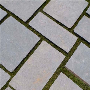 Hand Cut Kavalas Slate Floor Tiles, Greece Grey Slate