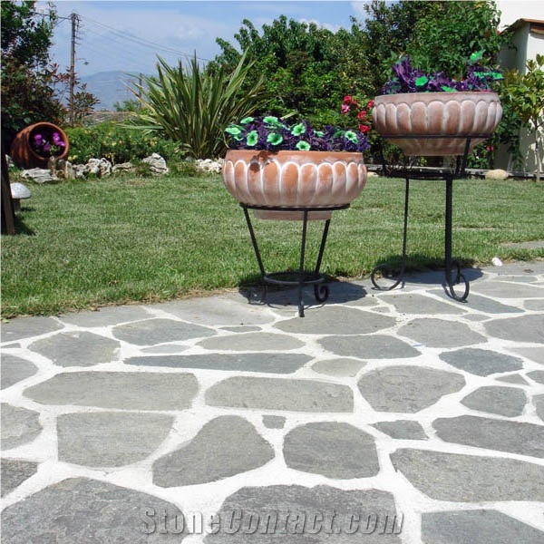 Polygonal Slate Kavalas Flagstone, Kavalas Grey Slate Flagstone