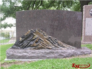 Good Quality Oval Top Family Design G603/ Georgia Grey/ Sesame White Granite Western Style Monuments/ Monument Design/ Western Style Tombstones/ Family Monuments/ Gravestone