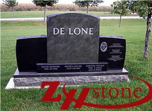 Good Quality Polished Round Top Double Size Vizag Blue/ Bahama Blue/ Jet Black/ Absolute Black/ Tombstone Design/ Western Style Monuments/ Double Monuments/ Upright Monuments/ Headstones
