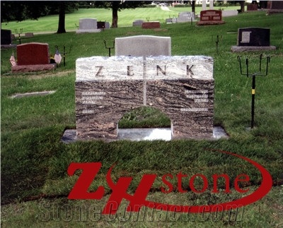 Good Quality Polished Traditional Serp Top Indian Red/ Imperial Red Granite Tombstone Design/ Western Style Monuments/ Upright Monuments/ Headstones/ Monument Design