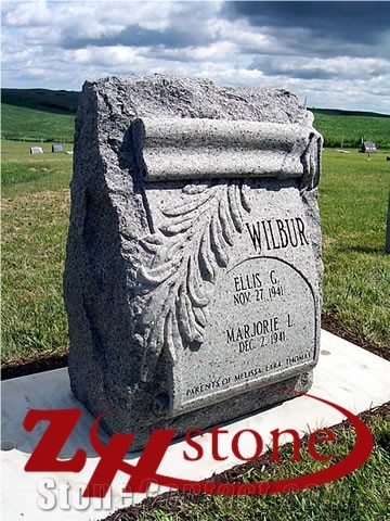 Good Quality Polished Traditional Serp Top Indian Red/ Imperial Red Granite Tombstone Design/ Western Style Monuments/ Upright Monuments/ Headstones/ Monument Design