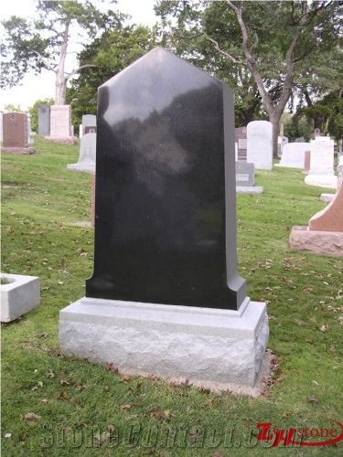 Hand Craft Oval Top Sesame White/ G603/ Georgia Gray Granite Tombstone Design/ Western Style Monuments/ Upright Monuments/ Headstones/ Monument Design