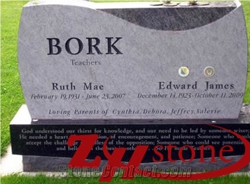Own Factory Wave Design Bahama Blue/ Vizag Blue/ Jet Black/ Shanxi Black Granite Tombstone Design/ Western Style Monuments/ Upright Monuments/ Headstones/ Monument Design