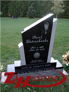 Own Factory Wave Design Bahama Blue/ Vizag Blue/ Jet Black/ Shanxi Black Granite Tombstone Design/ Western Style Monuments/ Upright Monuments/ Headstones/ Monument Design