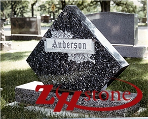 Own Factory Wave Design Bahama Blue/ Vizag Blue/ Jet Black/ Shanxi Black Granite Tombstone Design/ Western Style Monuments/ Upright Monuments/ Headstones/ Monument Design