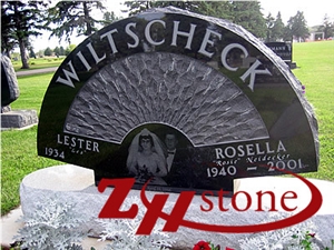 Own Factory Wave Design Bahama Blue/ Vizag Blue/ Jet Black/ Shanxi Black Granite Tombstone Design/ Western Style Monuments/ Upright Monuments/ Headstones/ Monument Design
