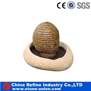 Beige Granite Stone Water Basin in Garden ,Hand Carved Garden Stone Ledge Stone Fountain