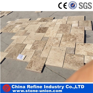 Cheap Travertine Tiles , Beige Travertine Floor Paving Stone , Natural Travetine Stone Tiles Pattern Design