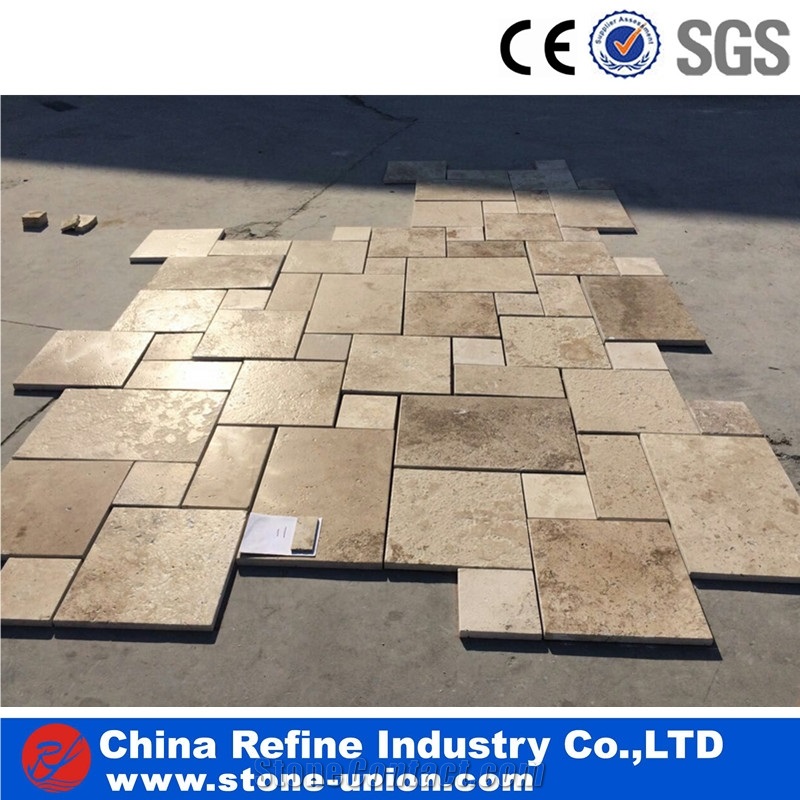 Cheap Travertine Tiles , Beige Travertine Floor Paving Stone , Natural Travetine Stone Tiles Pattern Design