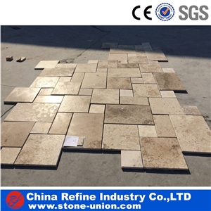 Cheap Travertine Tiles , Beige Travertine Floor Paving Stone , Natural Travetine Stone Tiles Pattern Design