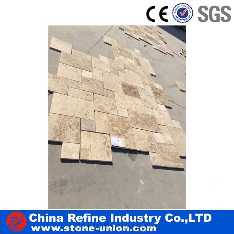 Cheap Travertine Tiles , Beige Travertine Floor Paving Stone , Natural Travetine Stone Tiles Pattern Design