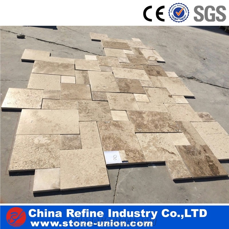 Cheap Travertine Tiles , Beige Travertine Floor Paving Stone , Natural Travetine Stone Tiles Pattern Design
