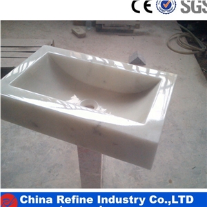 Cheaper Guangxi White Marble Sinks & White Marble Vessel Sink Natural Stone &White Stone Bathroom Sinks
