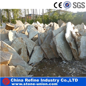 Chinese Slate Flagstone Floor Paving , Slate Flagstone Project Multiolor Slate Patio Flagstone ,Wooden Yellow Slate Flagstone