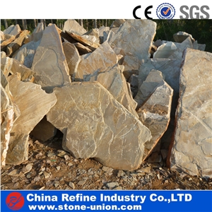 Chinese Slate Flagstone Floor Paving , Slate Flagstone Project Multiolor Slate Patio Flagstone ,Wooden Yellow Slate Flagstone