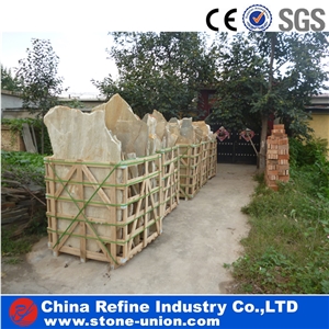 Chinese Slate Flagstone Floor Paving , Slate Flagstone Project Multiolor Slate Patio Flagstone ,Wooden Yellow Slate Flagstone