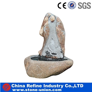 Garden Brown Basalt Water Bath Outdoor , Stone Water Basin in Garden ,Hand Carved Garden Stone Bird Bath