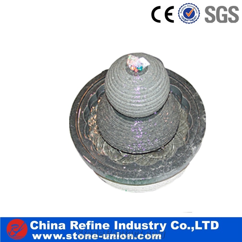 Grey Granite Stone Water Basin in Garden ,Hand Carved Garden Stone Ledge Stone Fountain