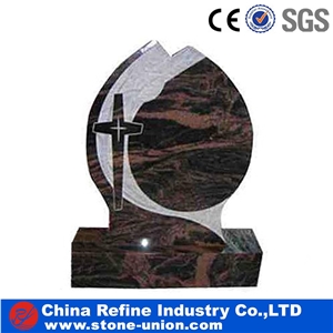 Multi Color Red Granite Monument and Headstone , Cross Granite Tombstone and Gravestone
